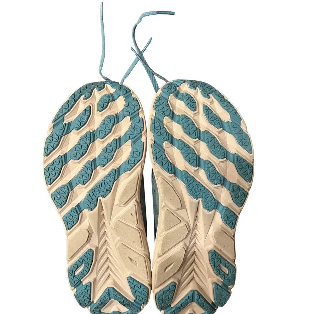 Hoka Women's Aqua and Coral Athletic Shoes - Picture 6 of 6